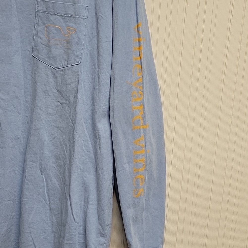Vineyard Vines Long Sleeve Tee Light Blue with Orange Whale, Men's Sz Med - Picture 6 of 7